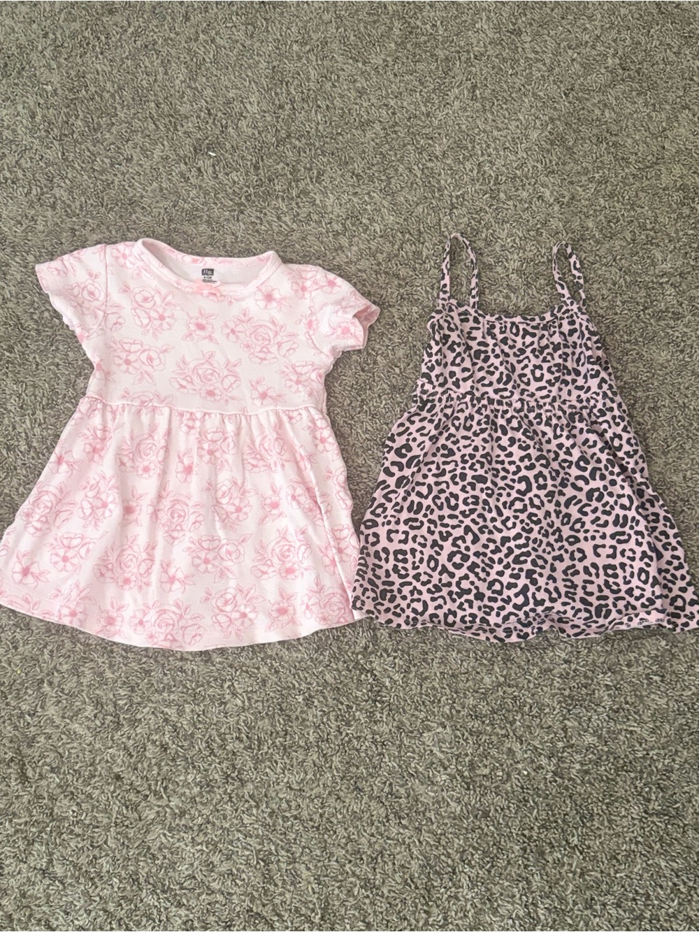 Girls Pink Floral Dress & Pink Leopard Tank Dress - 2-Pack